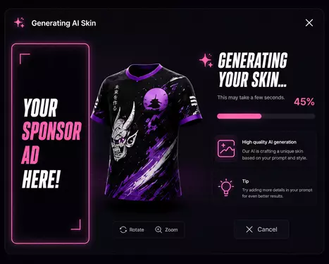 Sponsor placement during AI generation wait states